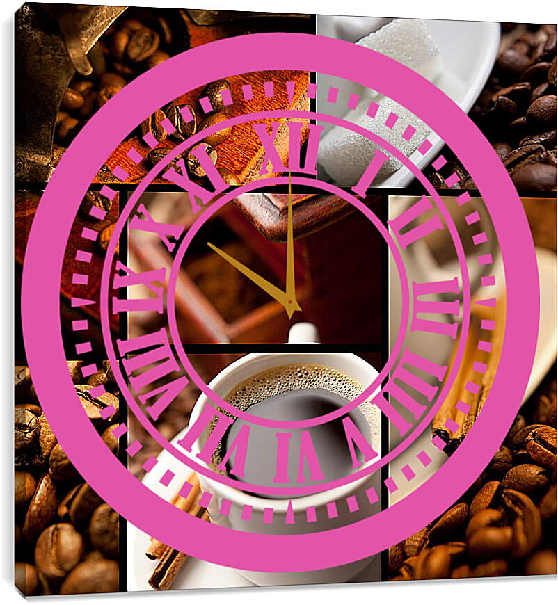 Часы картина - Кофе с корицей и сахар