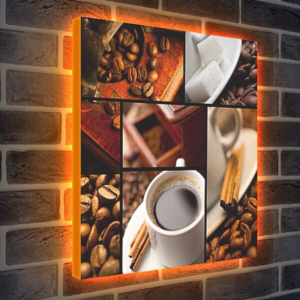 Лайтбокс световая панель - Кофе с корицей и сахар