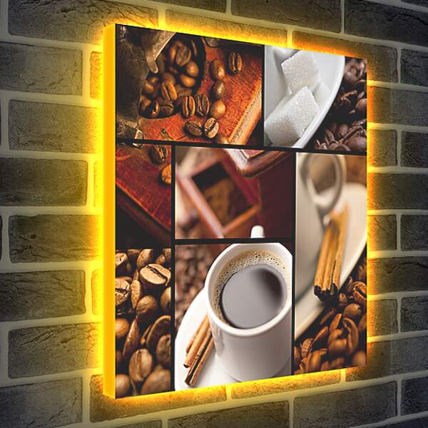 Лайтбокс световая панель - Кофе с корицей и сахар