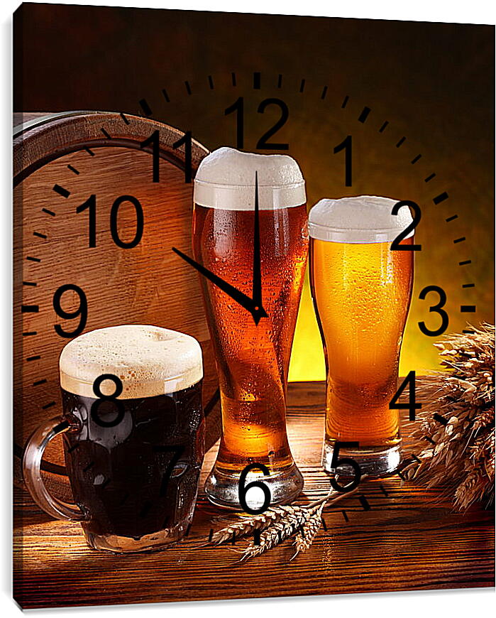 Часы картина - Бочка пива
