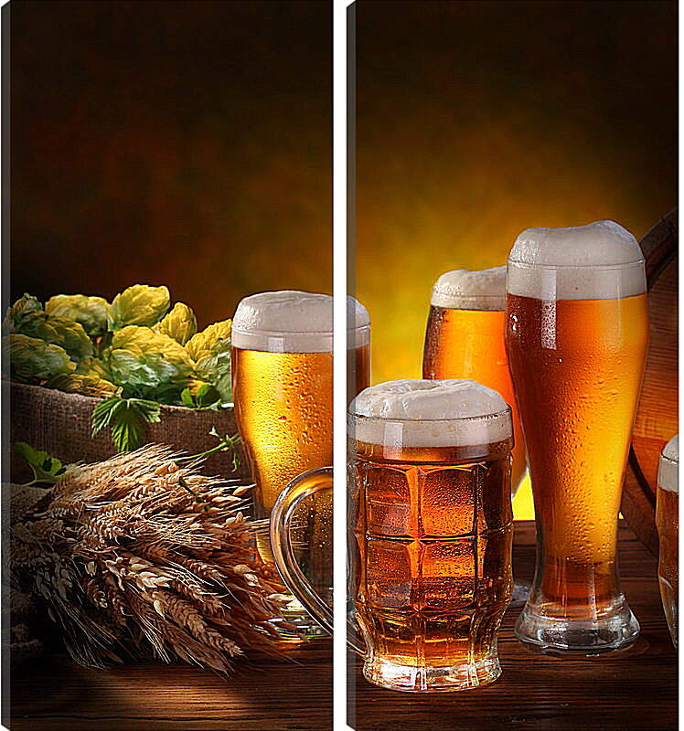 Модульная картина - Кружки пива и три бокала