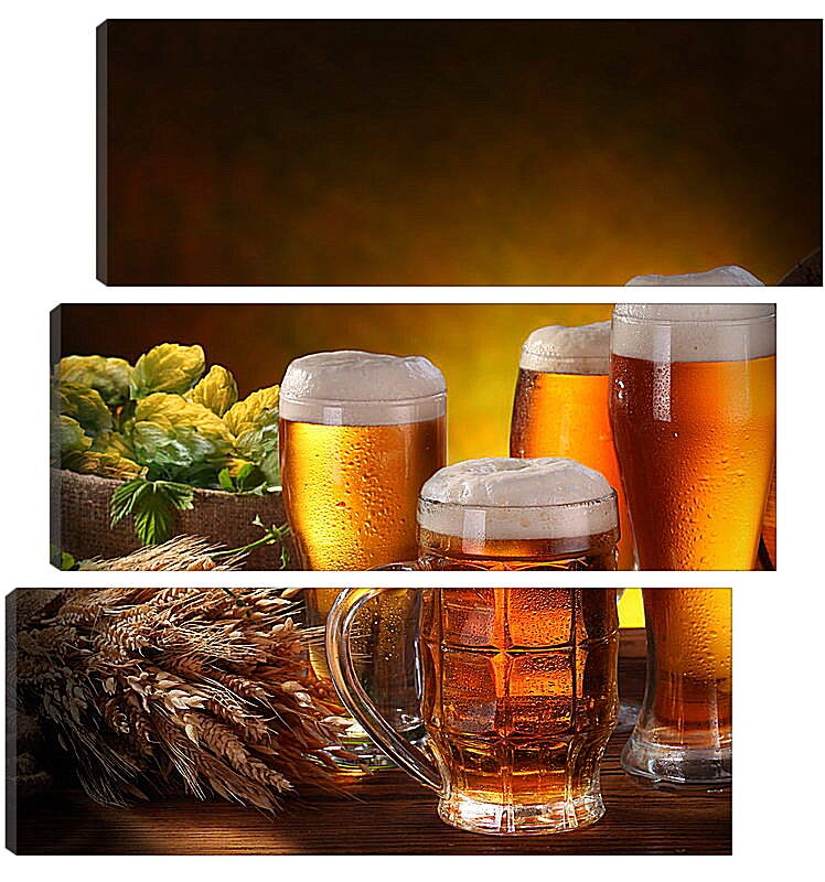 Модульная картина - Кружки пива и три бокала