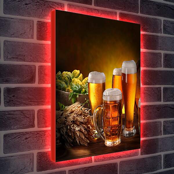 Лайтбокс световая панель - Кружки пива и три бокала