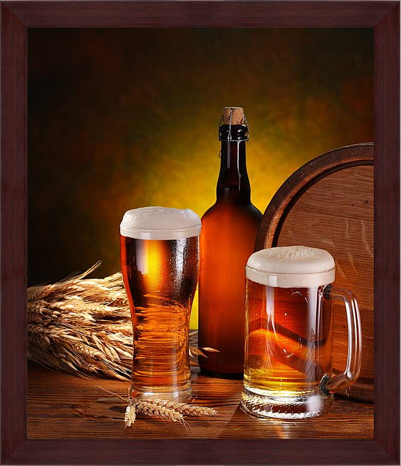 Картина в раме - Две кружки пива