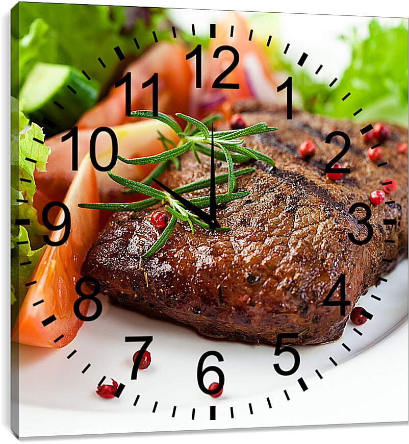 Часы картина - Стейк и овощи