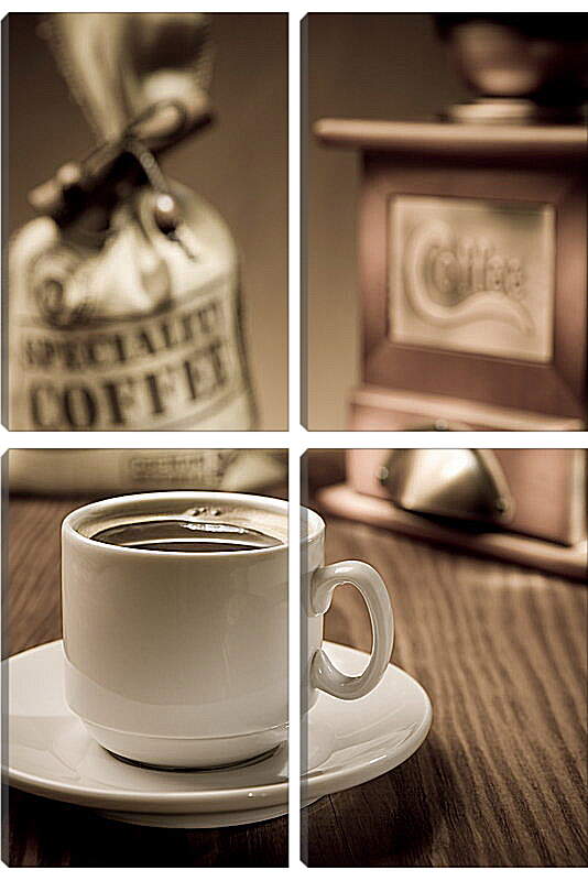 Модульная картина - Чашка черного кофе