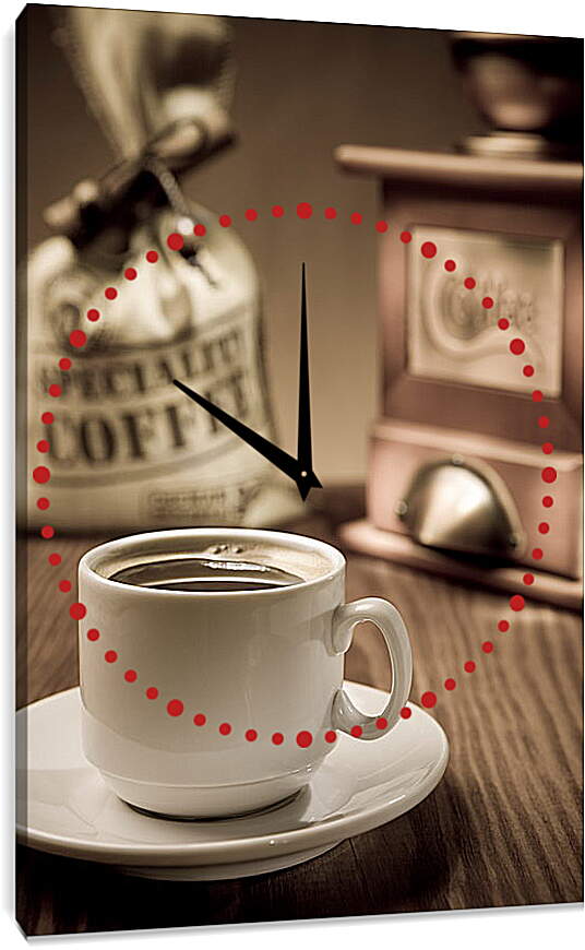 Часы картина - Чашка черного кофе