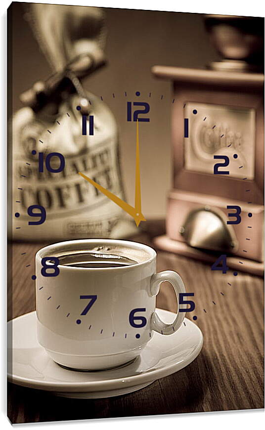 Часы картина - Чашка черного кофе