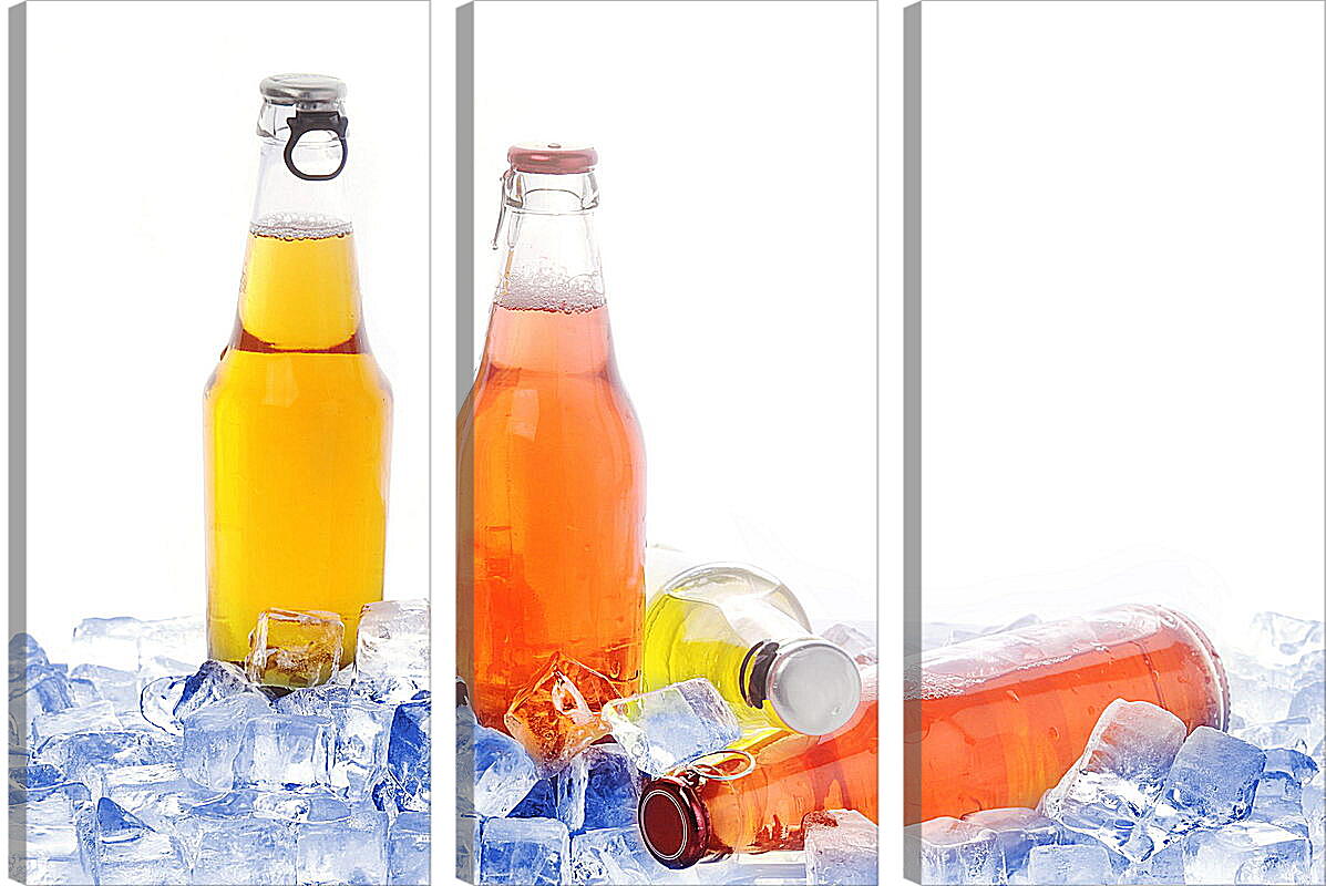 Модульная картина - Бутылки лимонада со льдом
