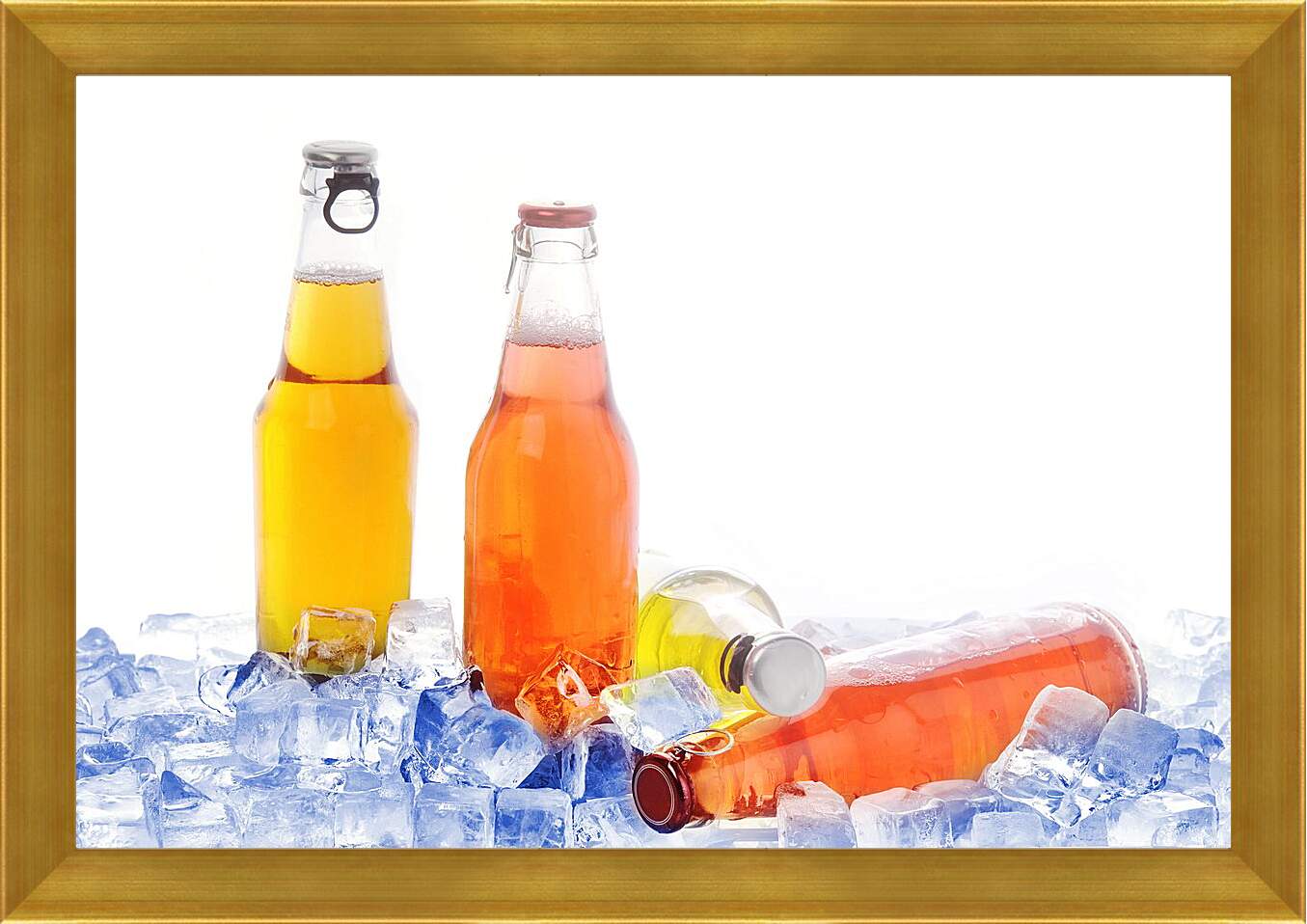 Картина в раме - Бутылки лимонада со льдом