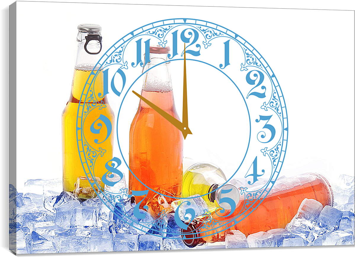 Часы картина - Бутылки лимонада со льдом