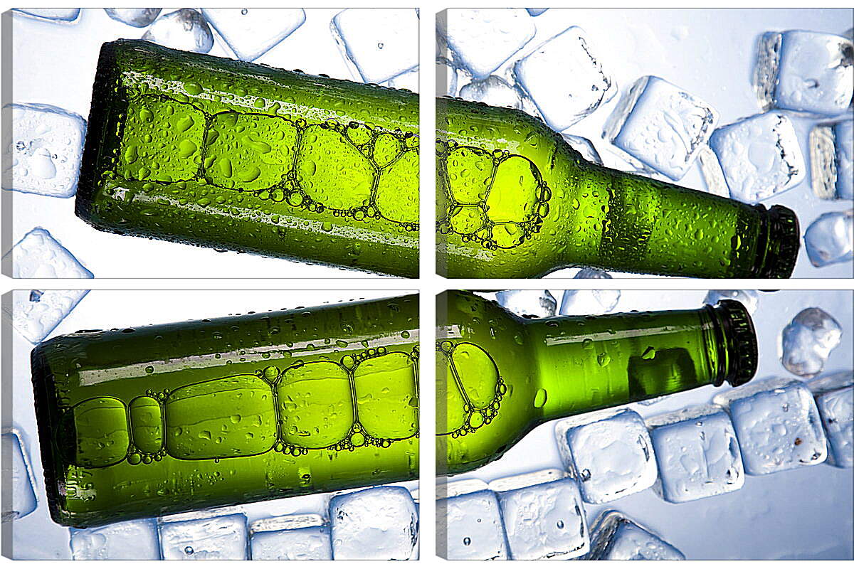 Модульная картина - Кусочки льда и бутылки