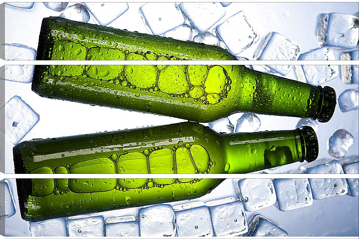 Модульная картина - Кусочки льда и бутылки