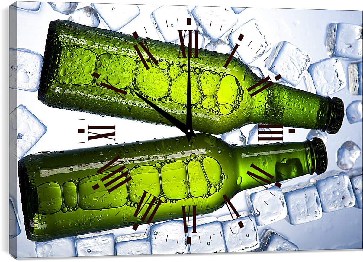 Часы картина - Кусочки льда и бутылки