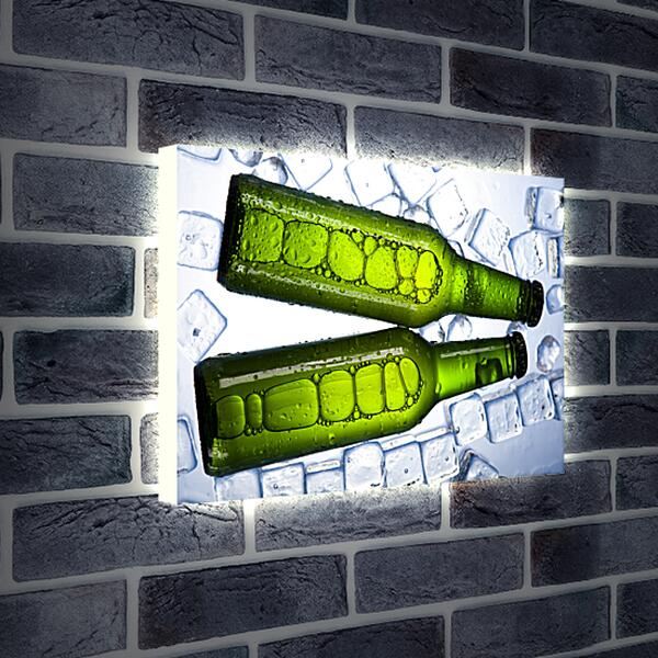 Лайтбокс световая панель - Кусочки льда и бутылки