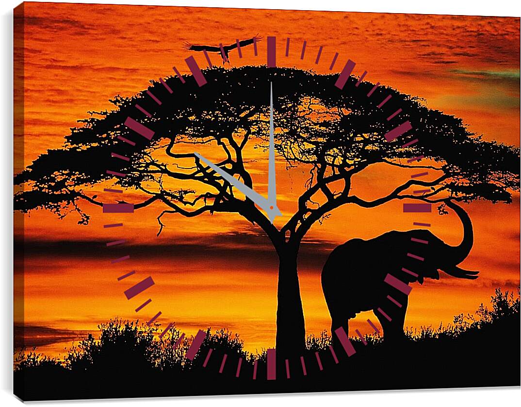 Часы картина - Африка. Закат