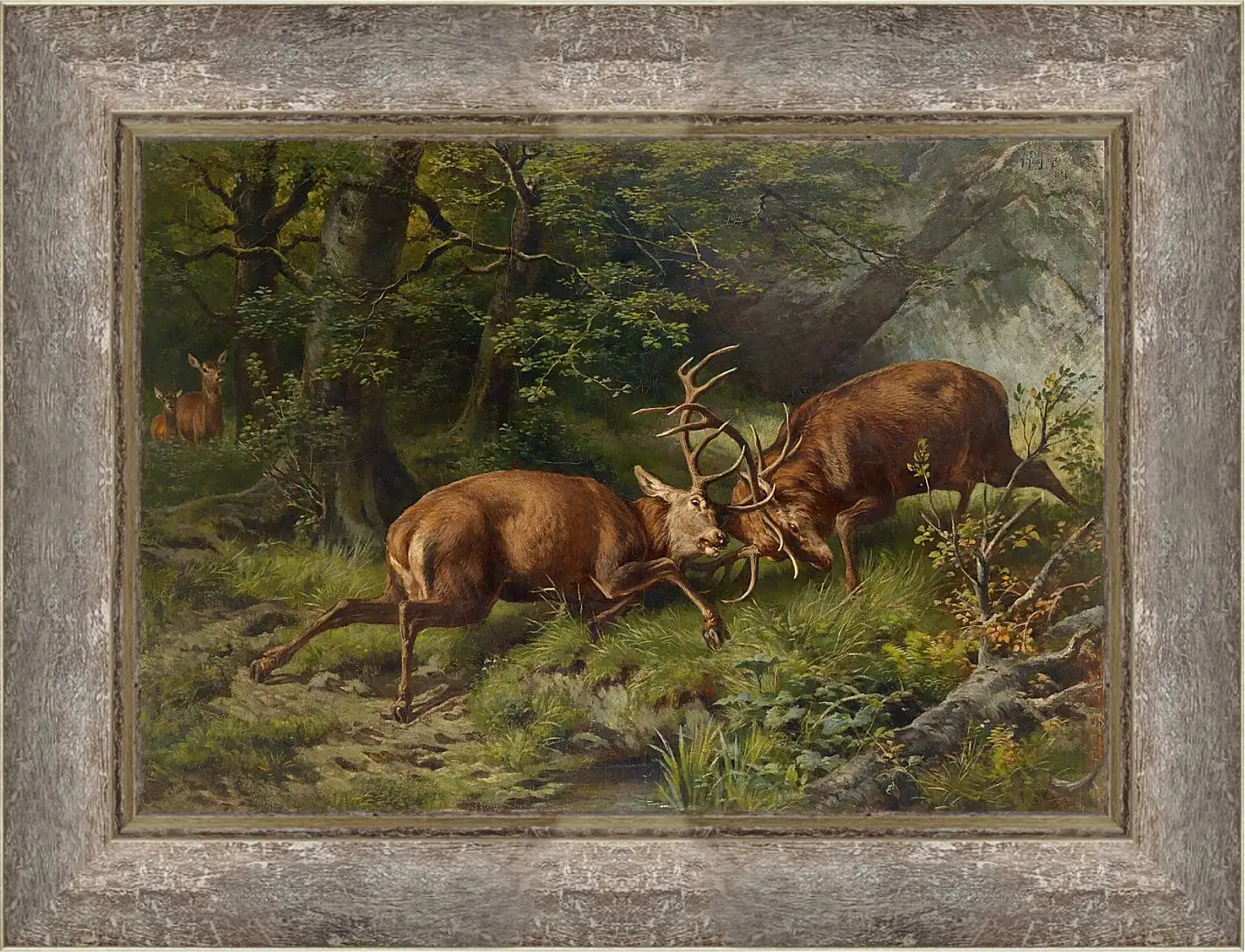 Картина в раме - Олени