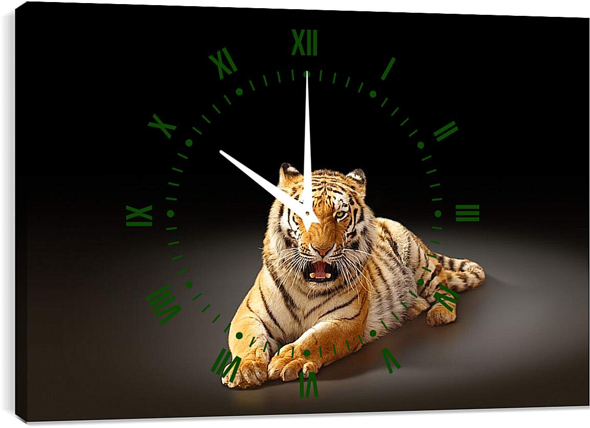 Часы картина - Бенгальский тигр. Коричневый тигр