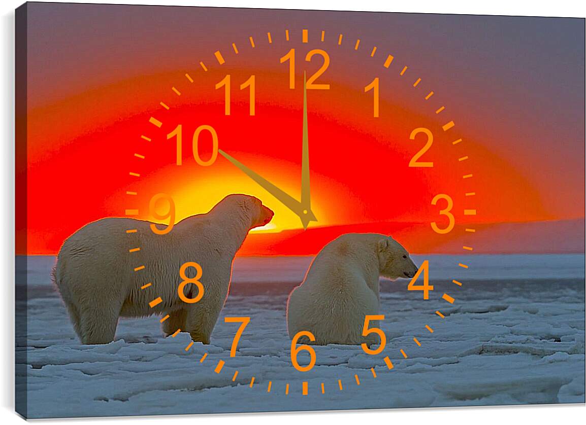 Часы картина - Белые медведи