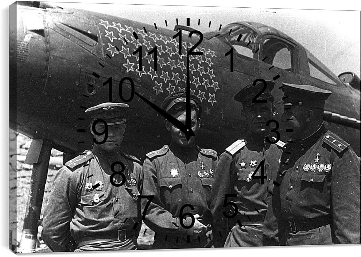 Часы картина - Американский истребитель. 2-ая мировая война
