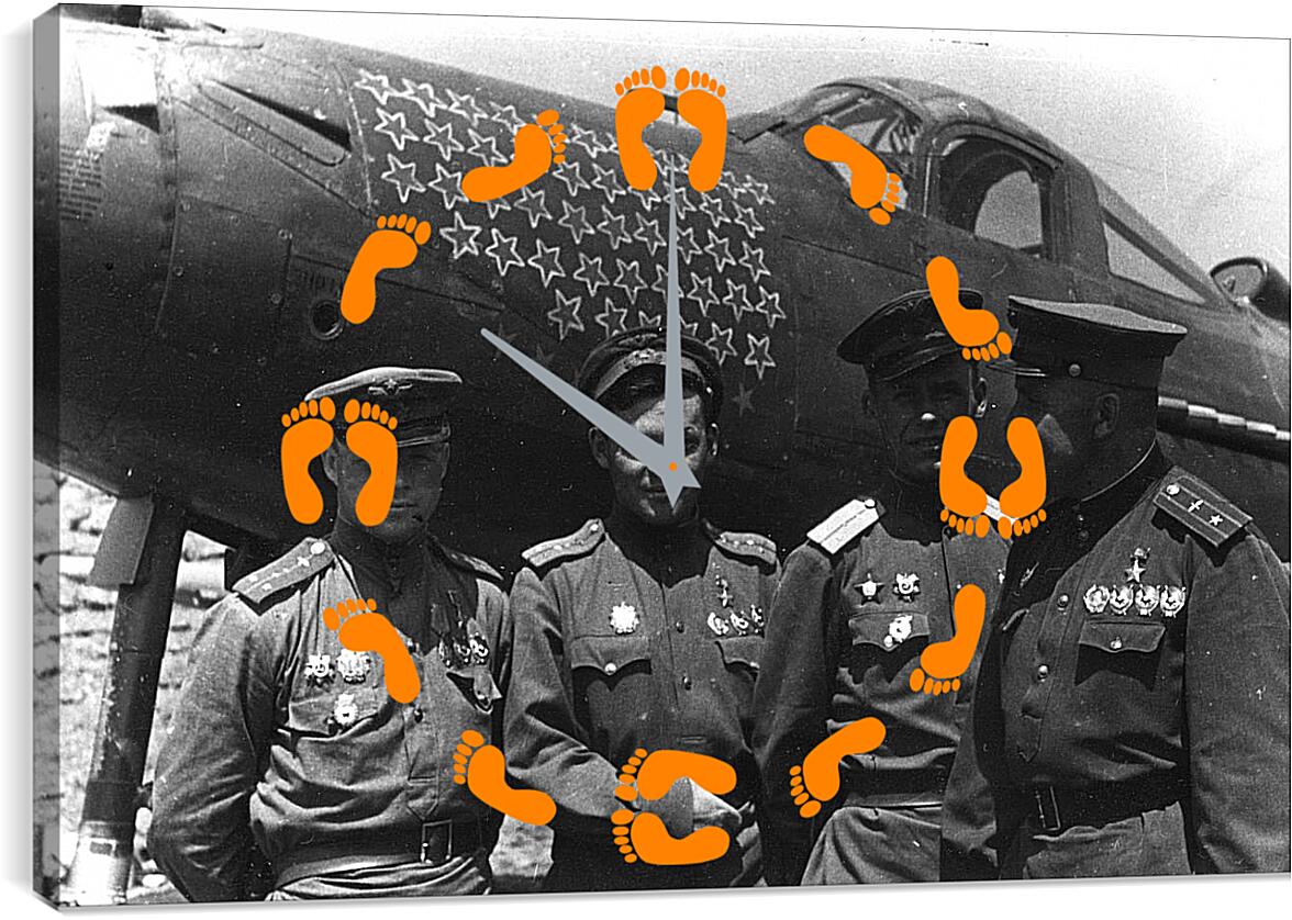 Часы картина - Американский истребитель. 2-ая мировая война
