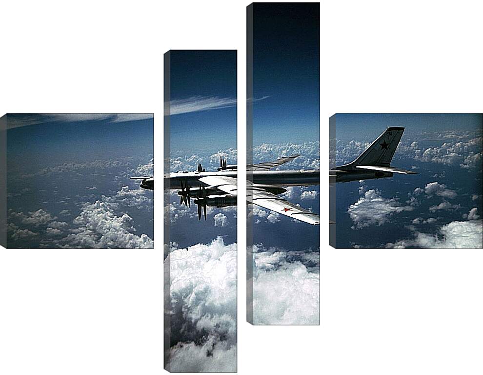 Модульная картина - Самолет в облаках