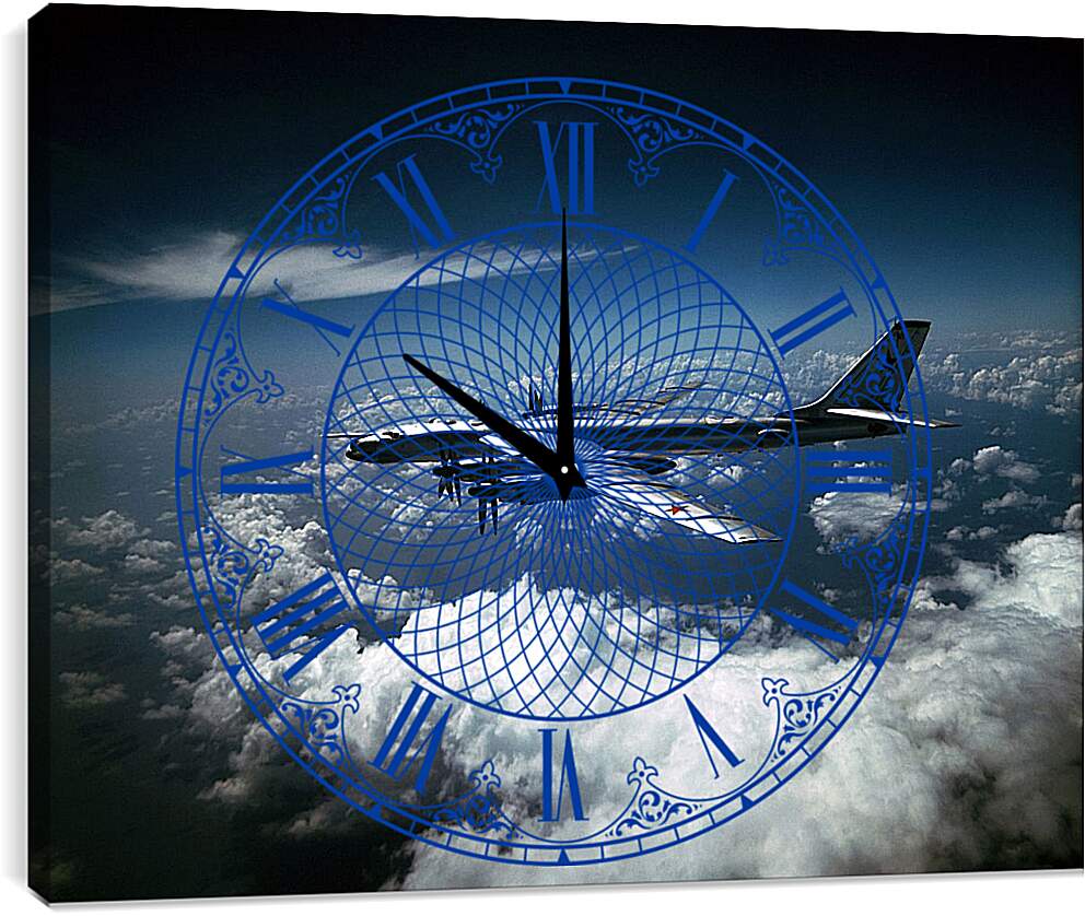 Часы картина - Самолет в облаках