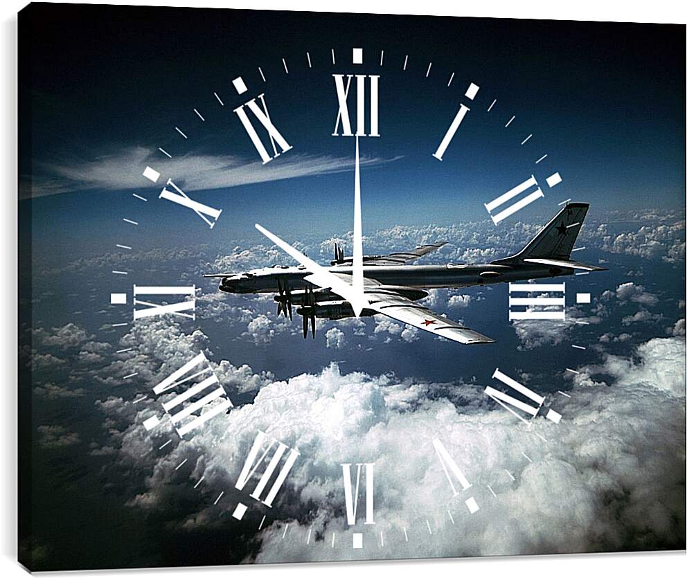 Часы картина - Самолет в облаках