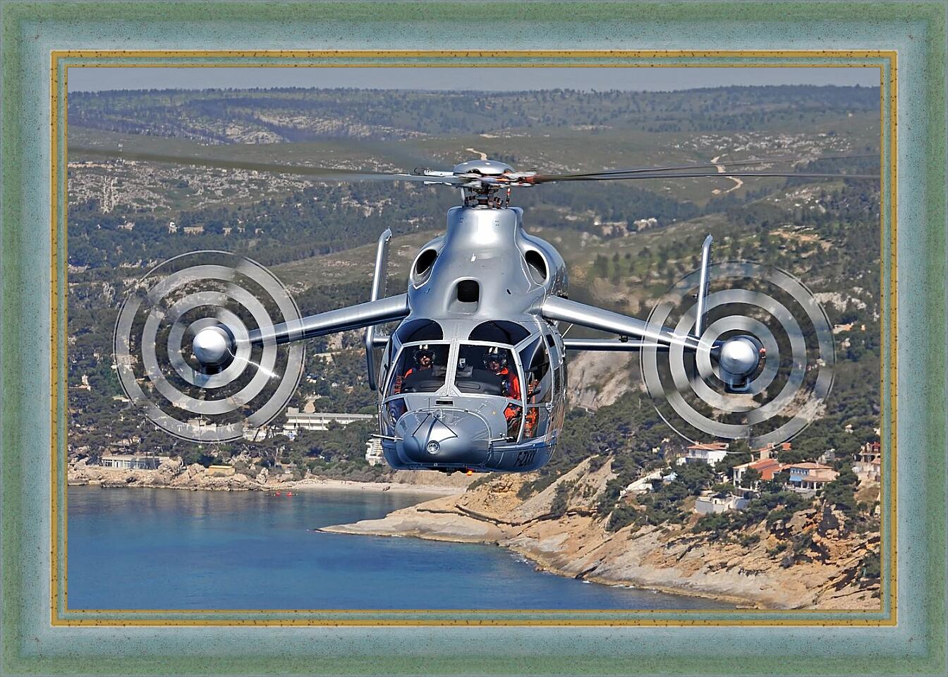 Картина в раме - Вертолет в небе