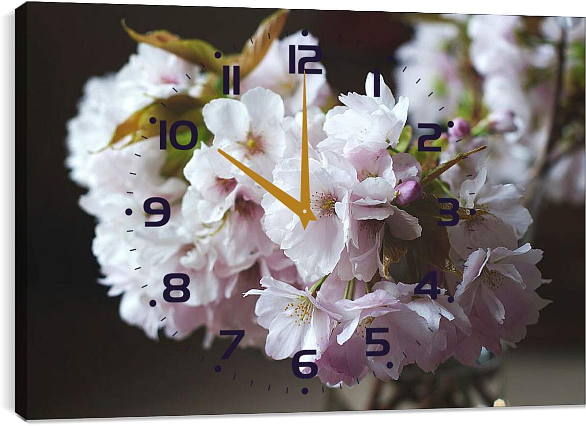 Часы картина - Цветы сакуры
