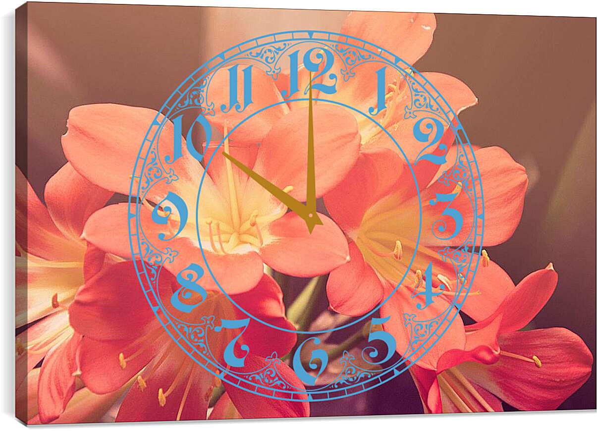 Часы картина - персиковые цветы