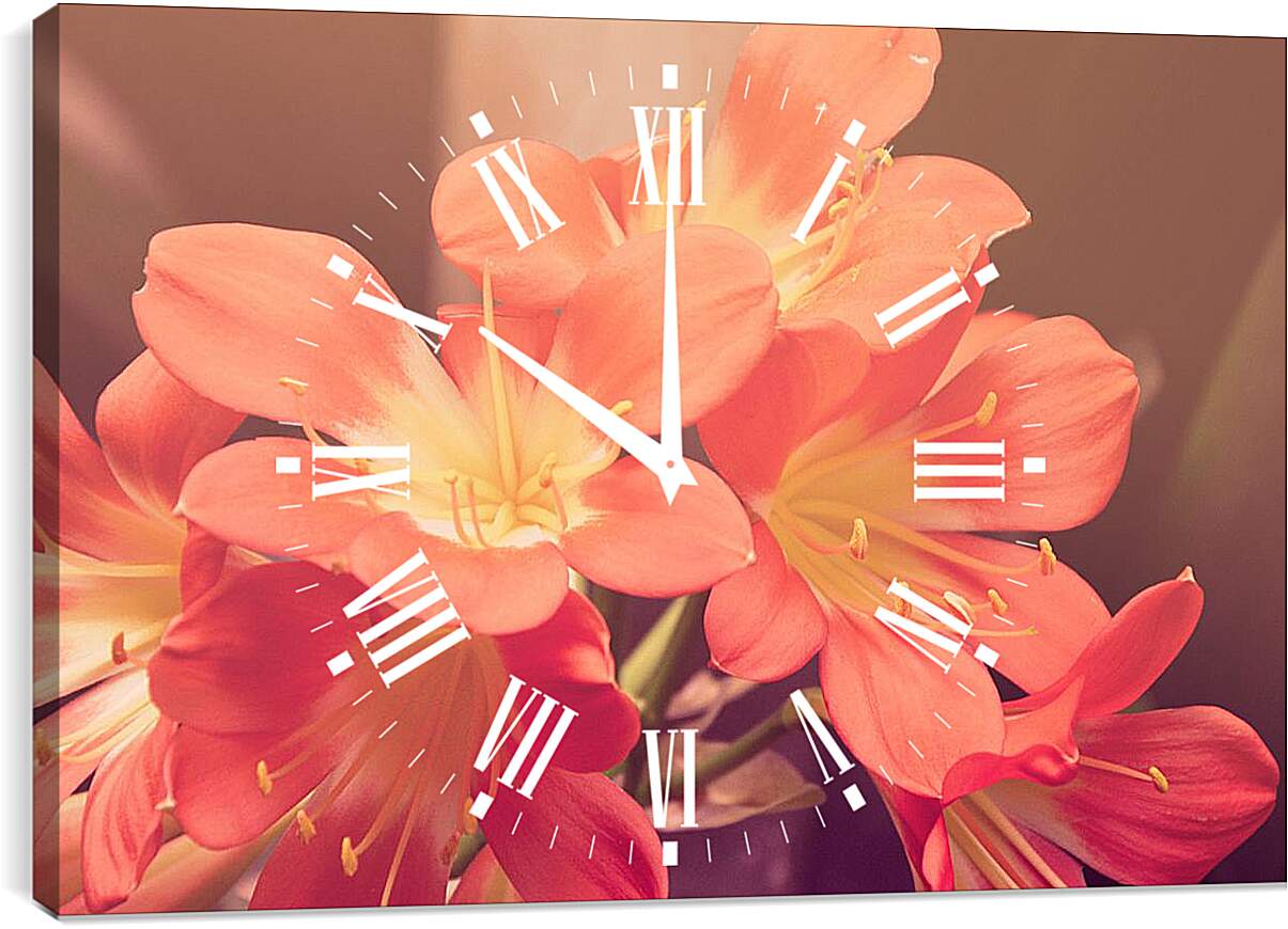 Часы картина - персиковые цветы