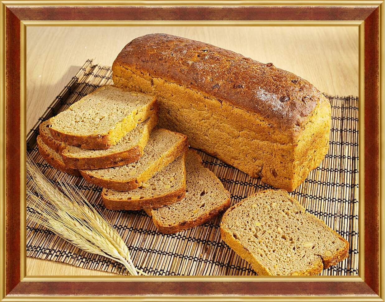 Картина в раме - Пшеница и хлеб