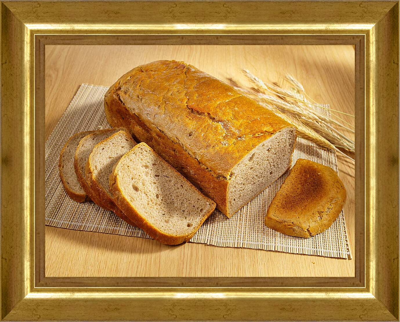 Картина в раме - Хлеб на столе