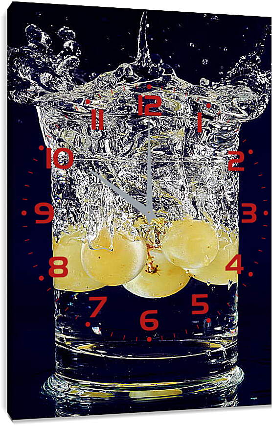 Часы картина - Виноград в воде