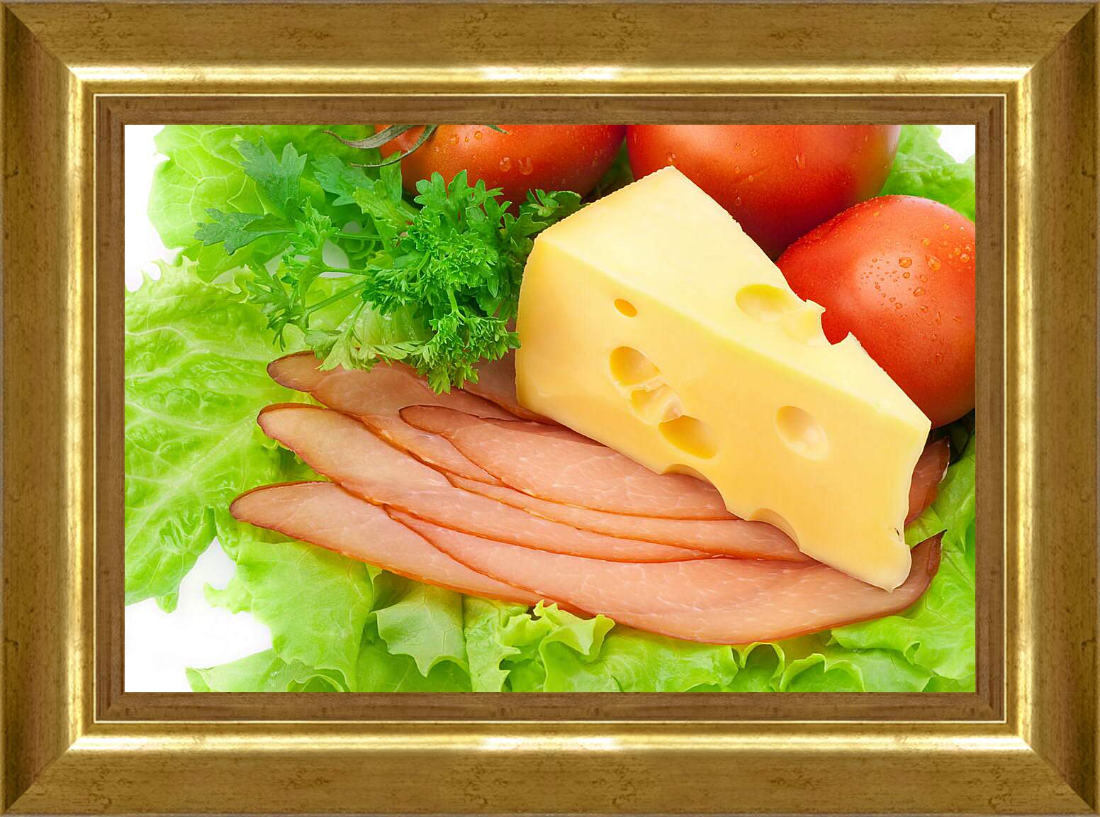 Картина в раме - Сыр и овощи