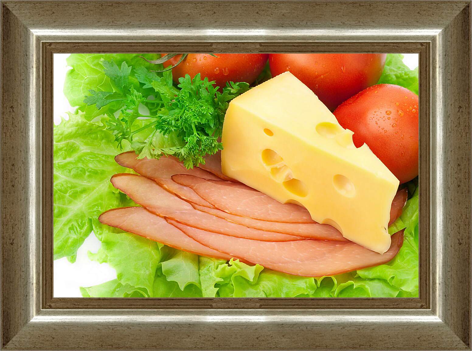Картина в раме - Сыр и овощи