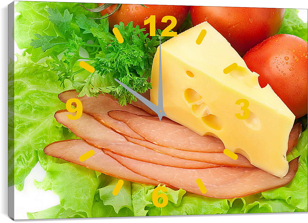Часы картина - Сыр и овощи
