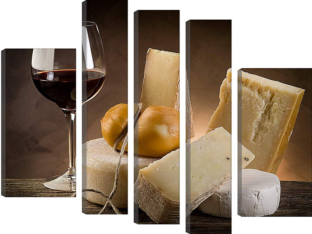 Модульная картина - Сыр и вино