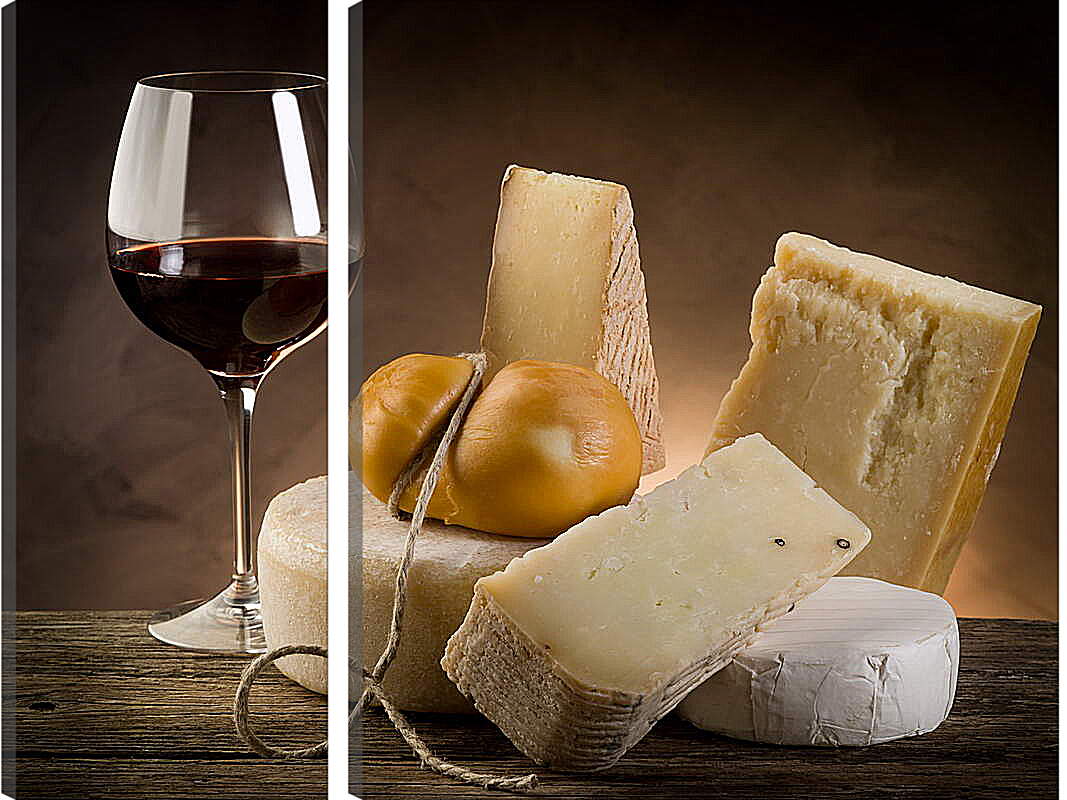Модульная картина - Сыр и вино