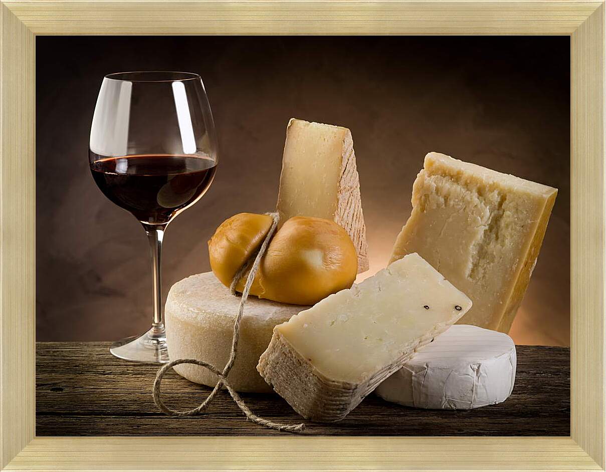 Картина в раме - Сыр и вино