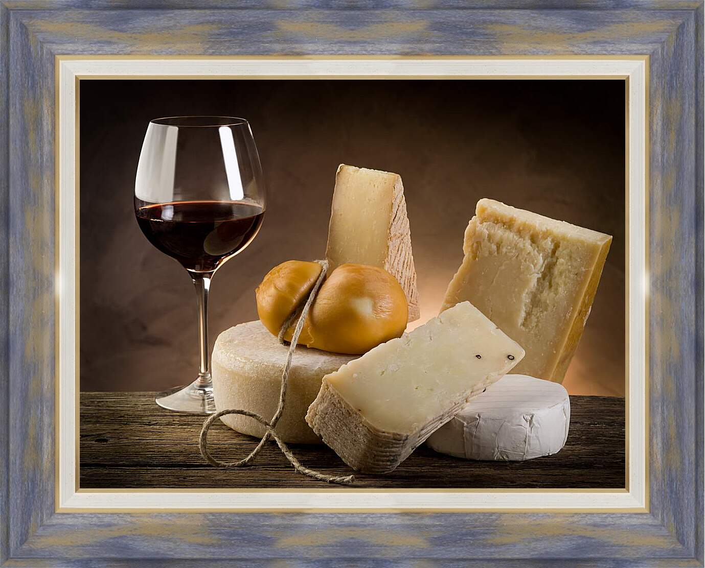 Картина в раме - Сыр и вино