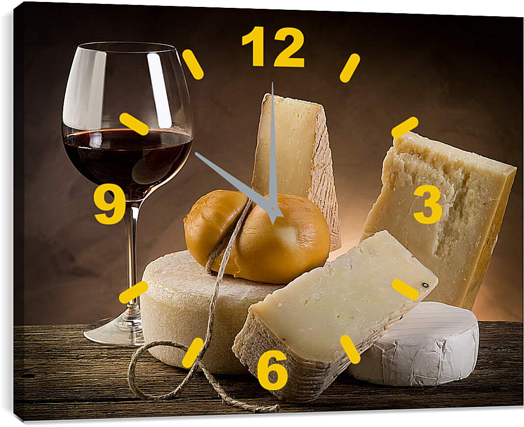 Часы картина - Сыр и вино