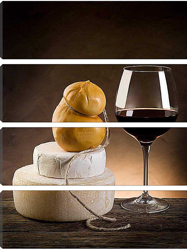 Модульная картина - Бокал вина и сыр