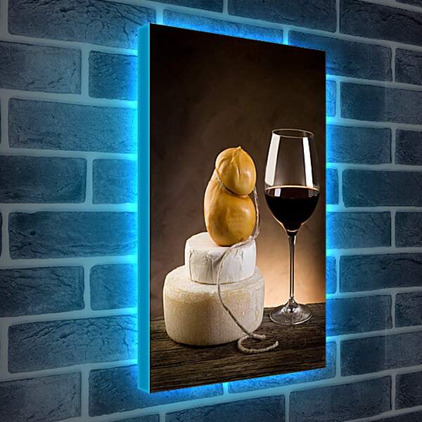 Лайтбокс световая панель - Бокал вина и сыр