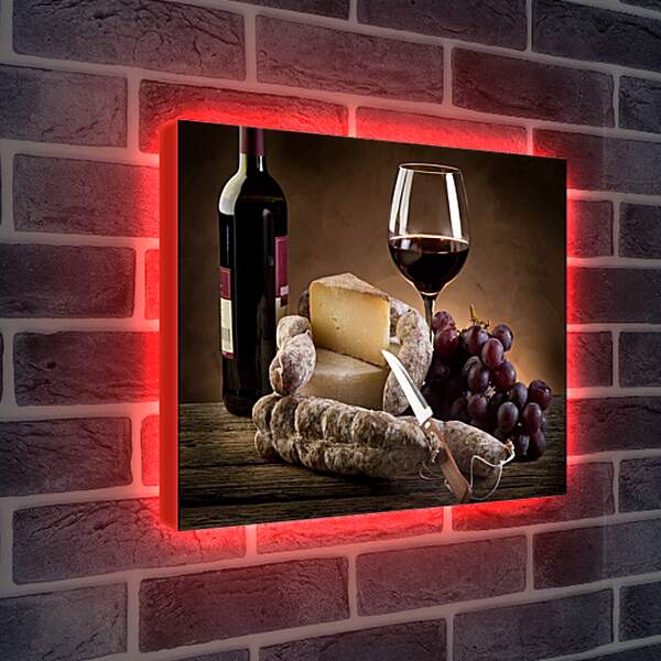Лайтбокс световая панель - Красное вино и сыр