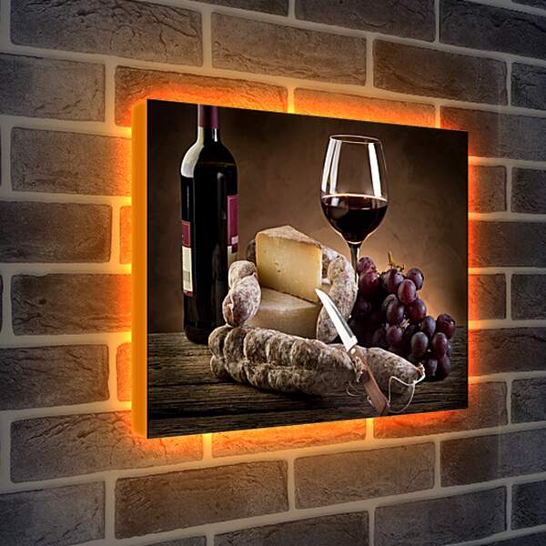 Лайтбокс световая панель - Красное вино и сыр