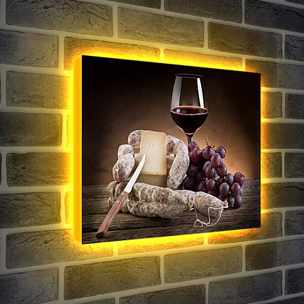 Лайтбокс световая панель - Натюрморт вино и сыр