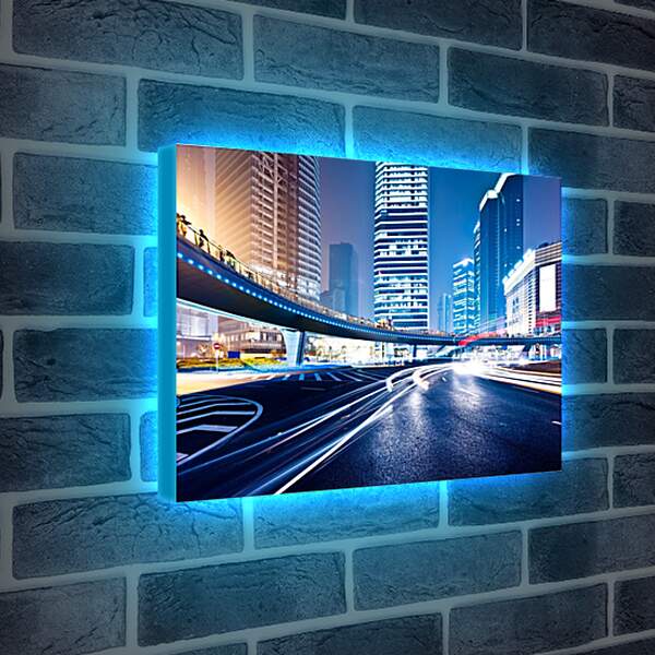 Лайтбокс световая панель - Ночная дорога в городе