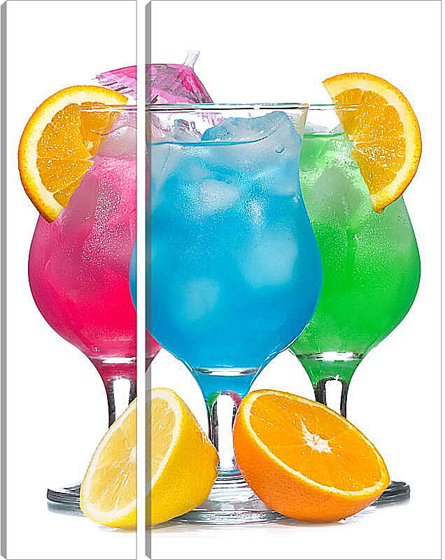 Модульная картина - Разноцветные коктейли с апельсином